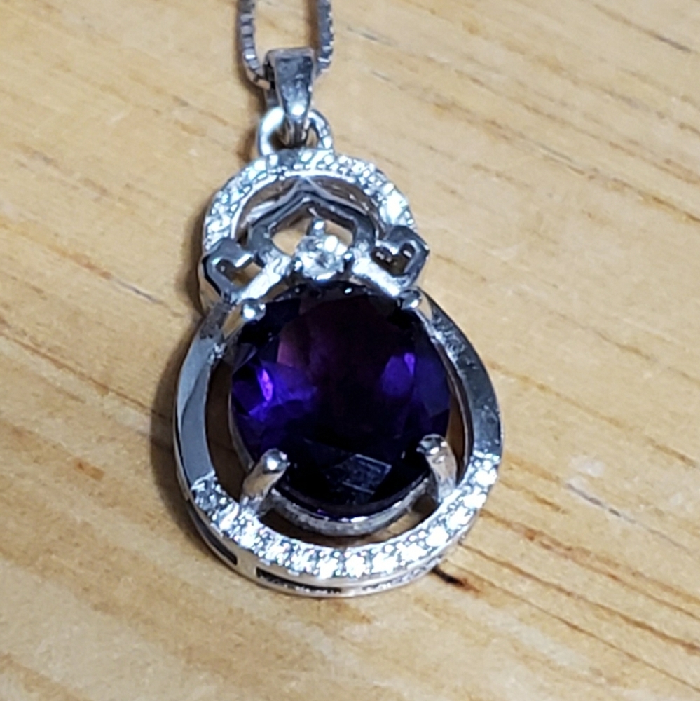 Lolo & Co. Amethyst/ Diamond 18" necklace